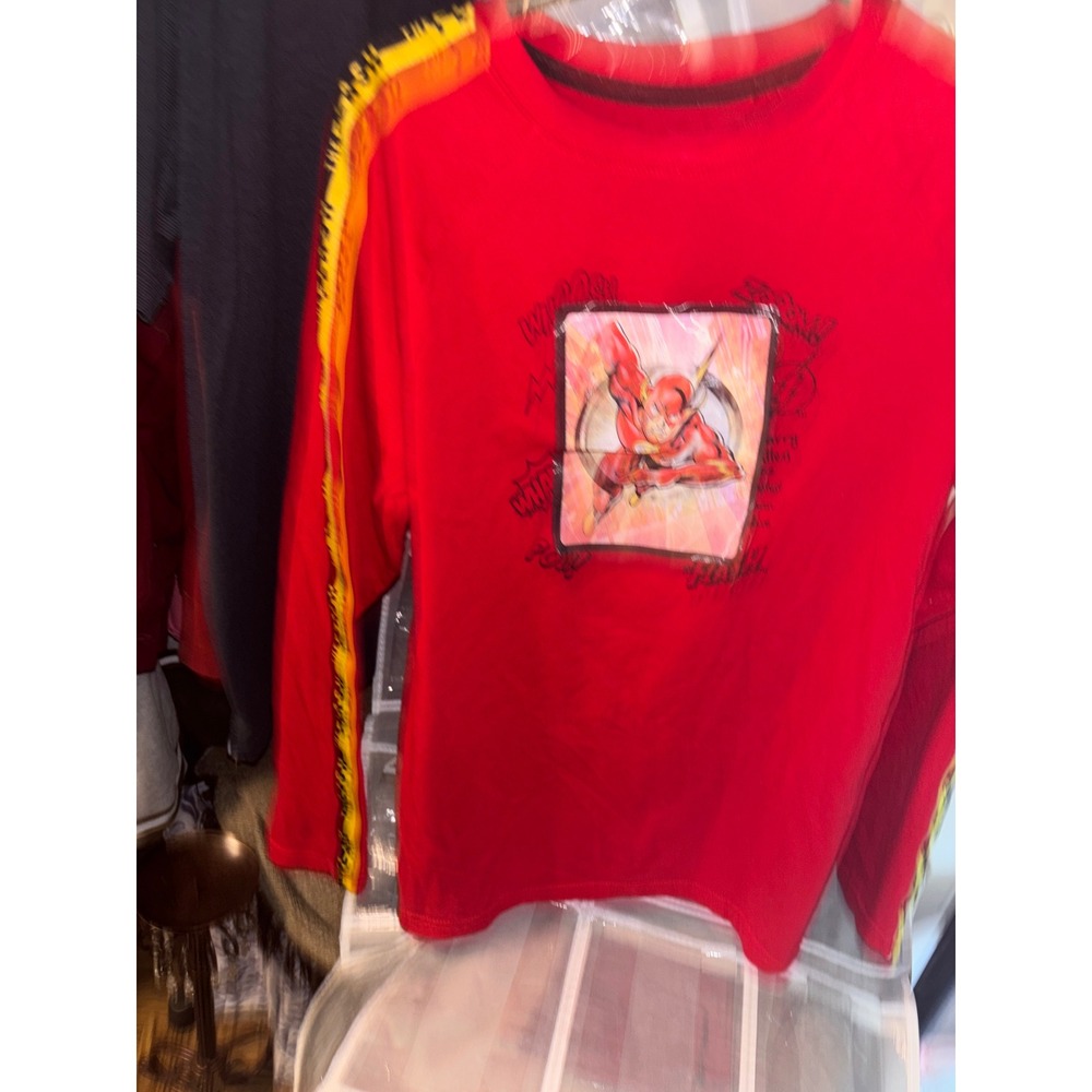 DC Comics The Flash Kids Red Long Sleeve Graphic Tee Shirt XXL 18 Branded Tape